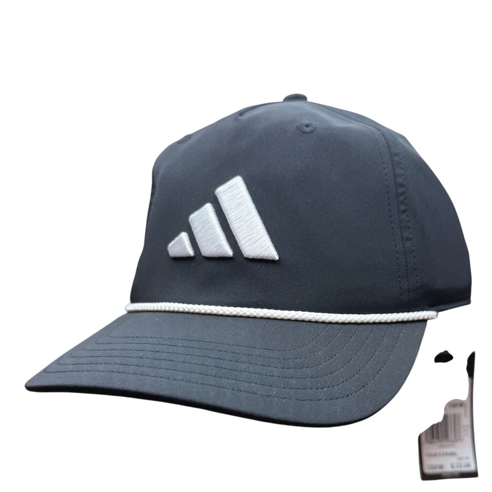 Adidas Tour 5 Panel Golf Hat Black White Rope Snapback Cap IM9190 OSFM NWT